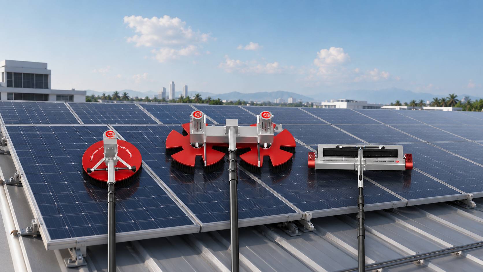 Commercial and industrial rooftop PV cleaning